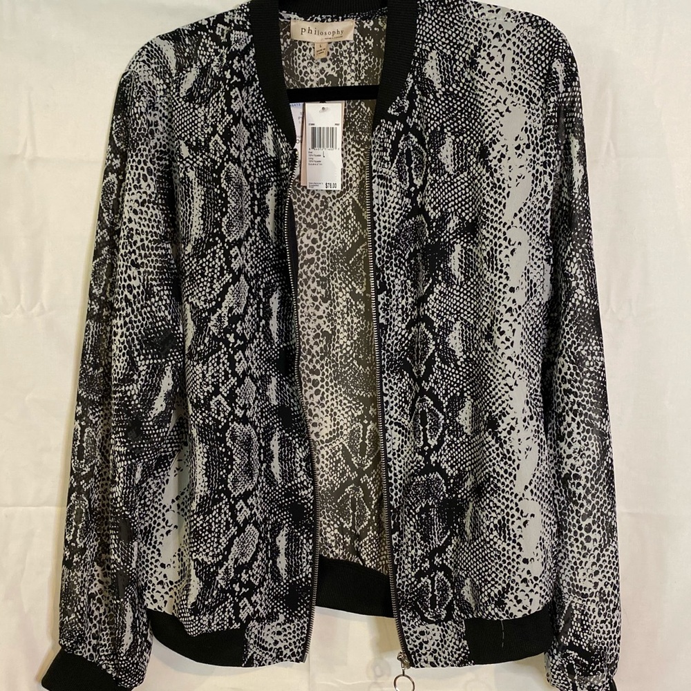 NWT philosophy animal print light flowy jacket
